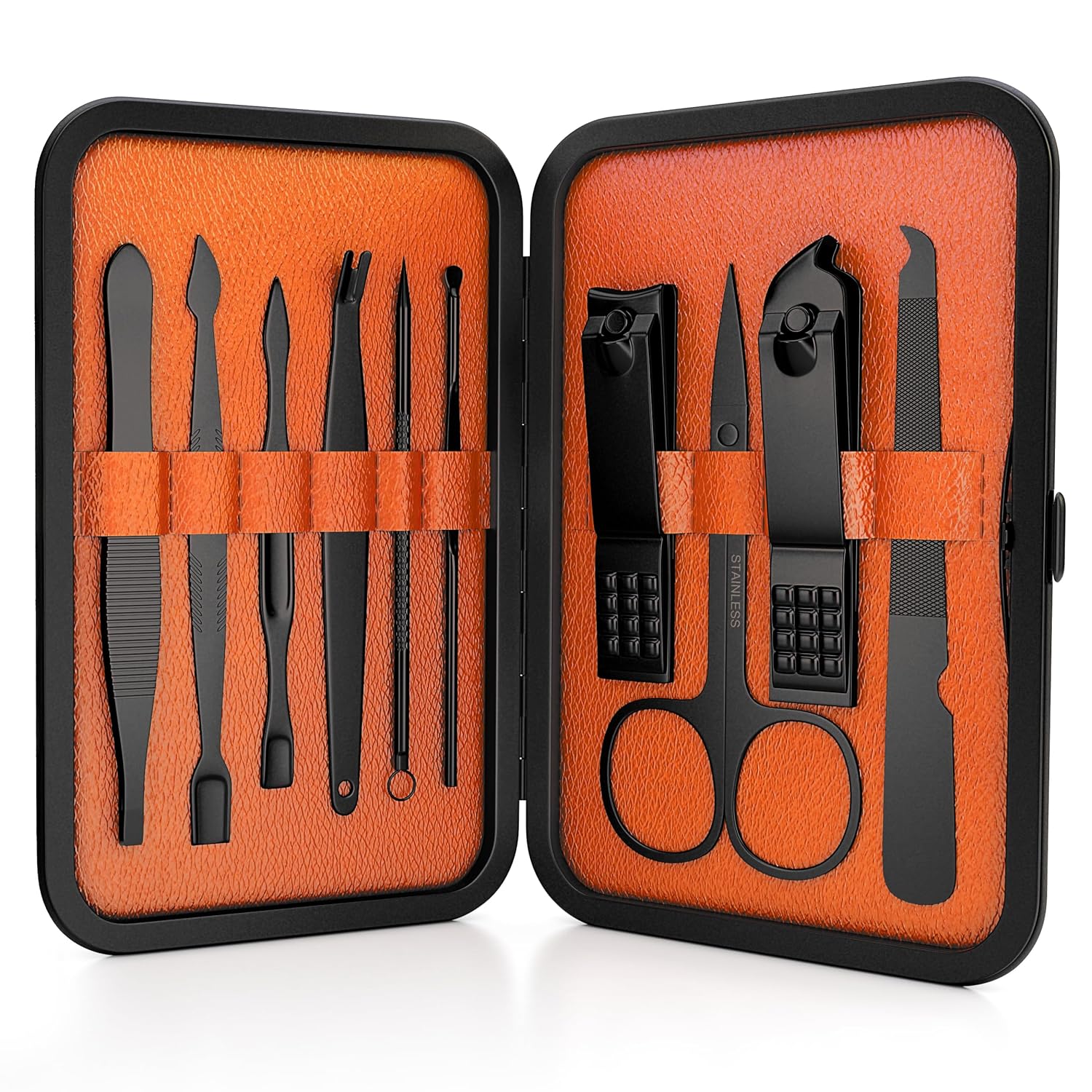 Mens Grooming Travel Kit - 10-Piece Manicure & Pedicure Kit with