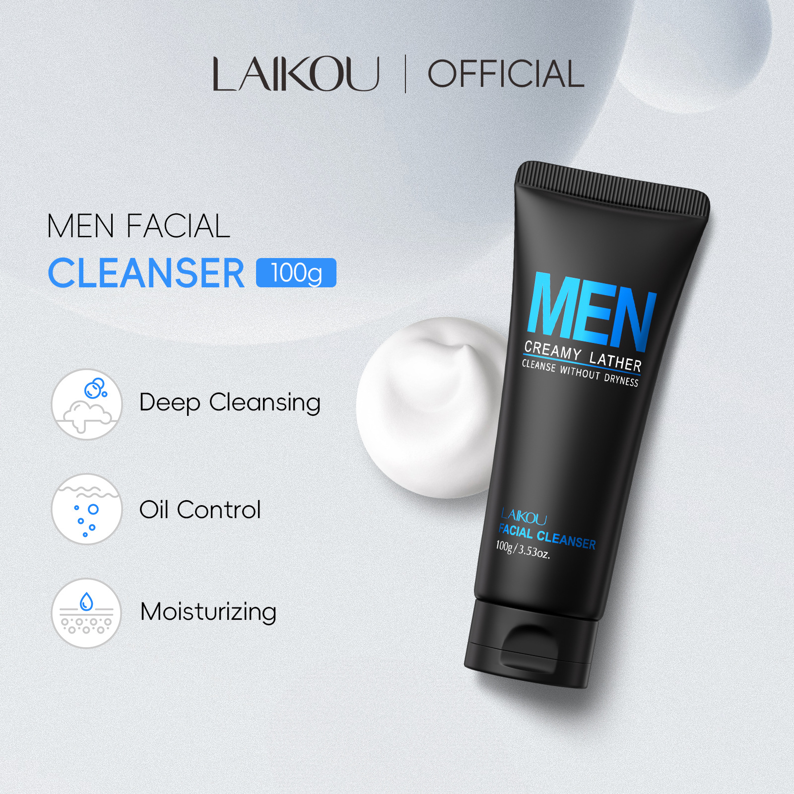 LAIKOU Men Face Wash 100g Deep - Men'S Grooming Facial ulasan dan harga