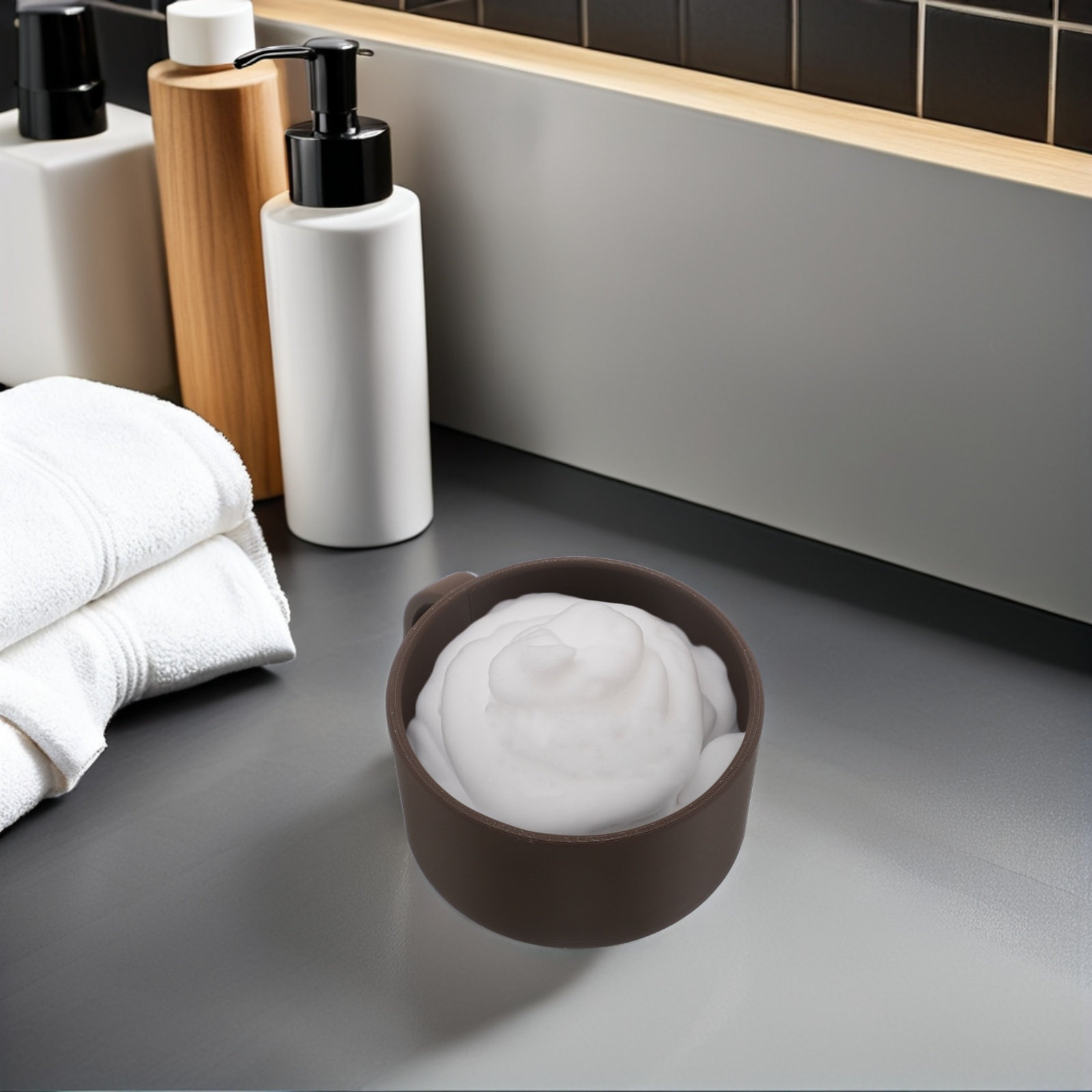 Shaving Bowl for Men Brown Wid - Men'S Grooming Daily ulasan dan harga